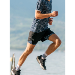 COUREUR DU DIMANCHE - SHORT 2 EN 1 LE STRIÉ HOMME - Bleu