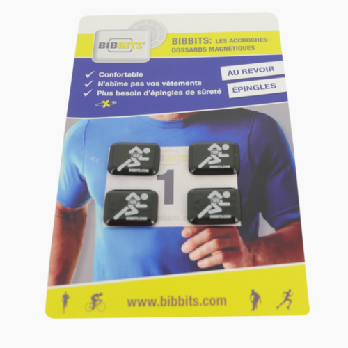 BIBBITS - PORTE DOSSARD MAGNÉTIQUE - Coureur Noir