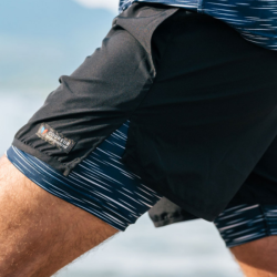 COUREUR DU DIMANCHE - SHORT 2 EN 1 LE STRIÉ HOMME - Bleu