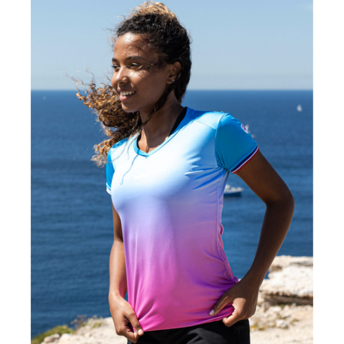 COUREUR DU DIMANCHE - TEE-SHIRT LE DÉGRADÉ FEMME - Cyan / Rose